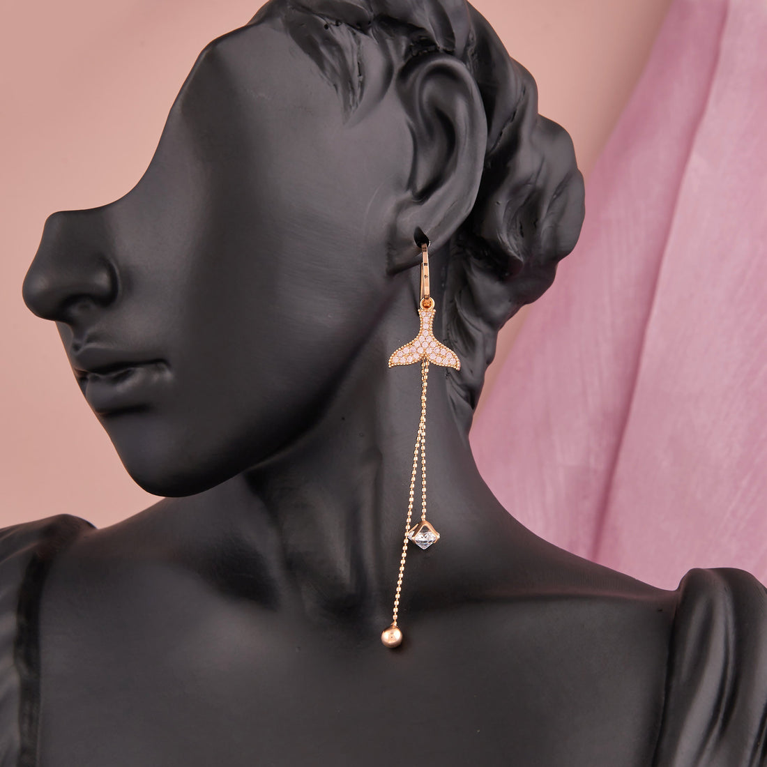Diamond Tail Earring (Rose Gold)